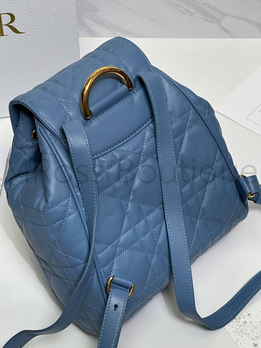 Dior Caro рюкзак женский голубой кожаный