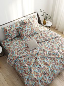 Постельное белье Сказка "Восточная сказка" семейное Наволочка 50х70 см 2 шт Простынь на резинке 160х200 см Пододеяльник 145х215 см(2шт) , перкаль