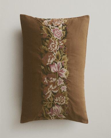 Zara Home наволочка декоративная из льна, светло-бежевый, в полоску, 40x60 см