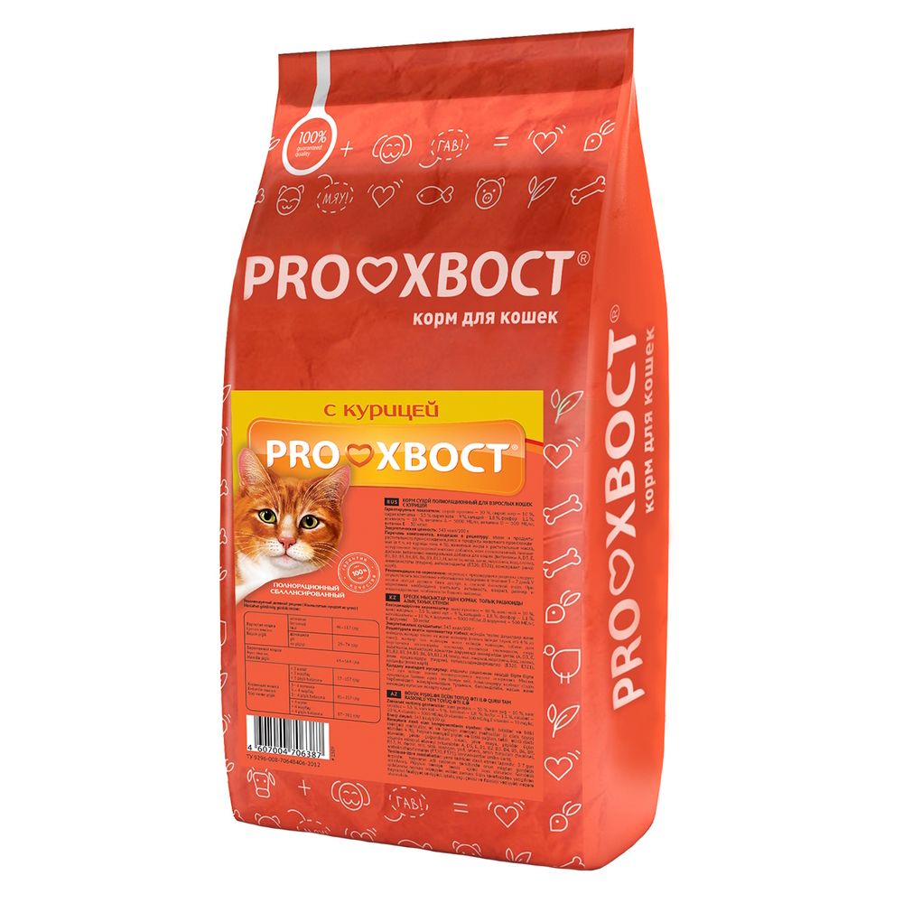 Уценка! Срок 04.2026/ Сухой корм ProХвост для кошек с курицей