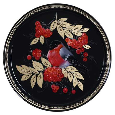 Жостовский поднос декоративный, размер 30 см (A9), металлический