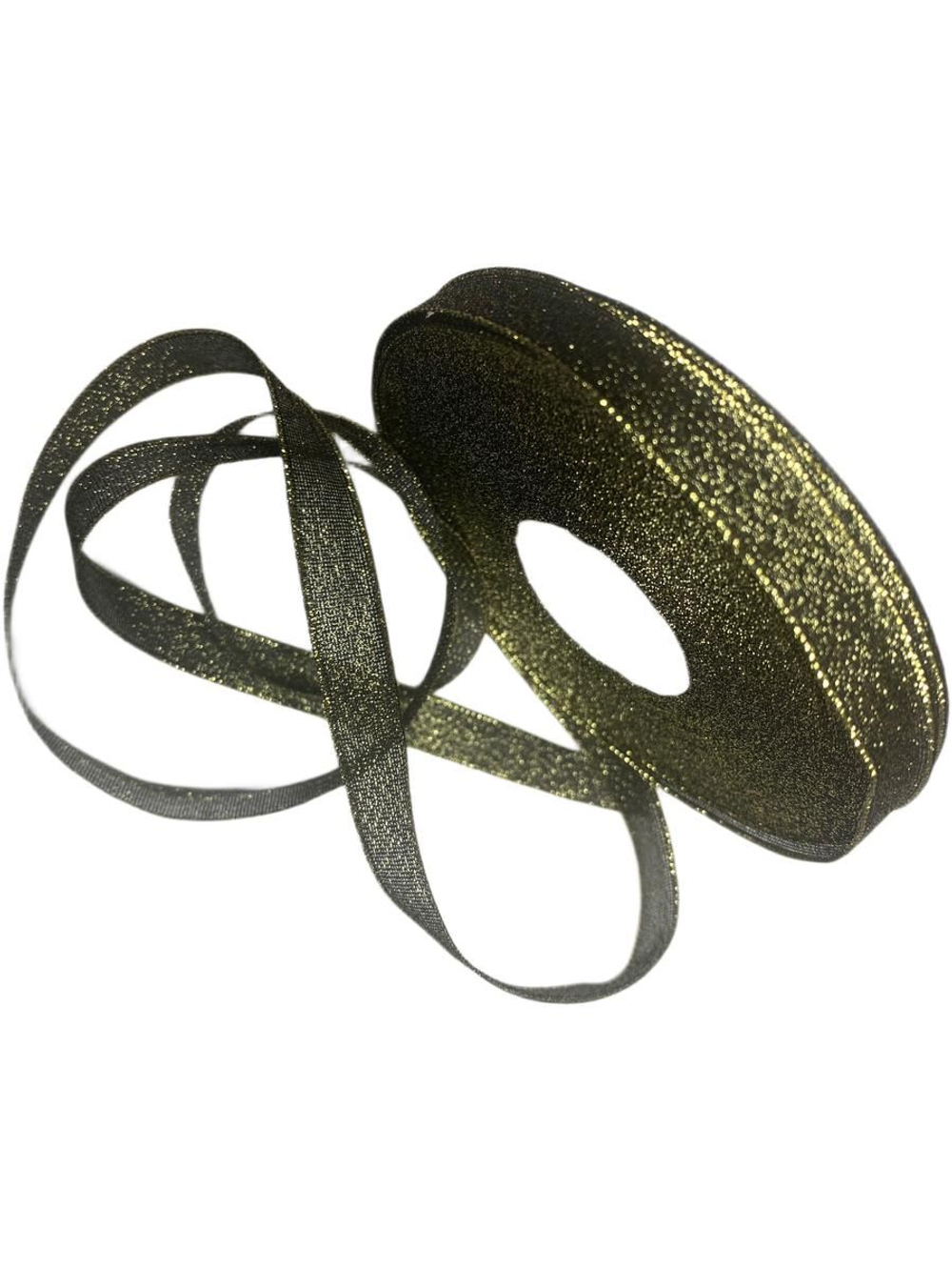 Лента люрекс 12мм - 33м -1 боб. (черный с золотом)