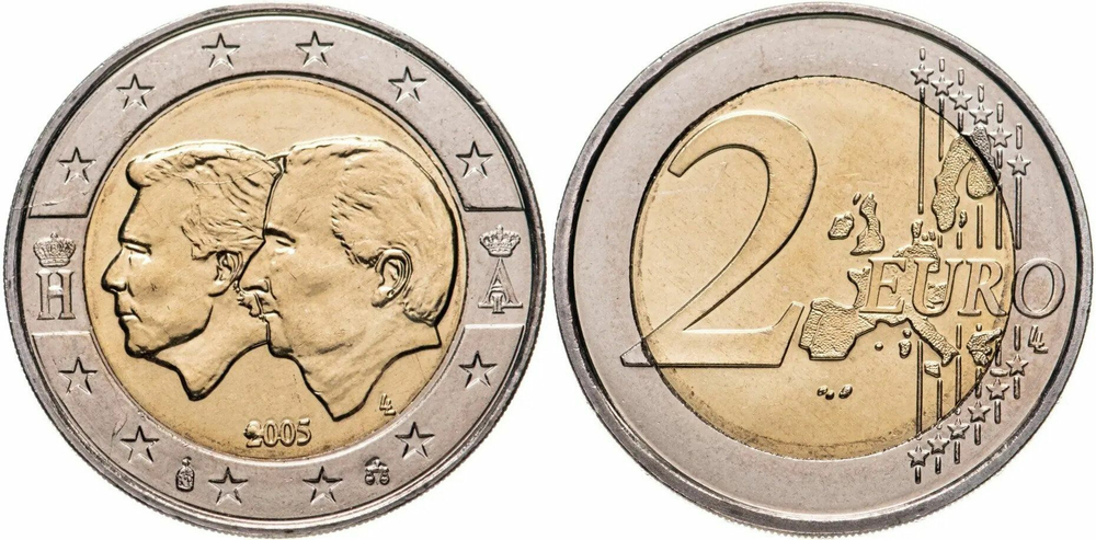Бельгия 2 евро, 2005 Бельгийско-Люксембургский экономический союз XF