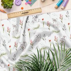 Ткань футер 2-х нитка ежики и медвежата