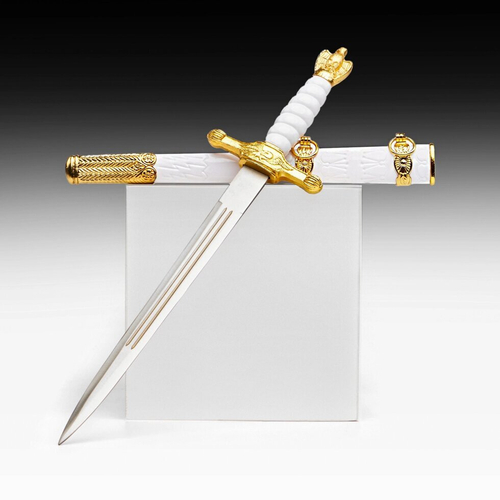 Сувенирный кортик, белый с золотой отделкой 35 см.
