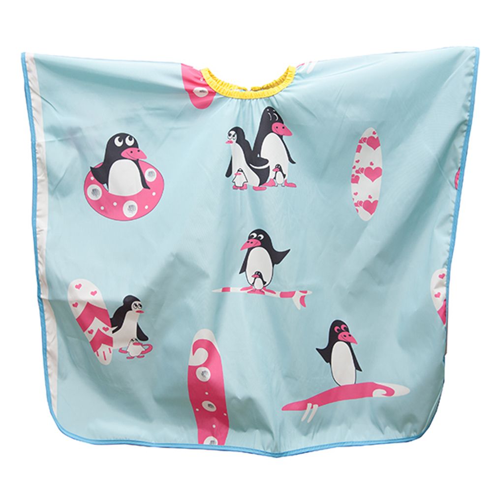 Укороченная накидка "Пингвины" голубая h10891-06