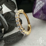 Кликер "Shine" с камнями 1.5мм - Желтое золото - White CZ