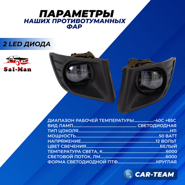 Противотуманные фары (ПТФ) линзованные "Sal-Man" на Toyota Prado (арт. 01543) (2 диода LED 50W)