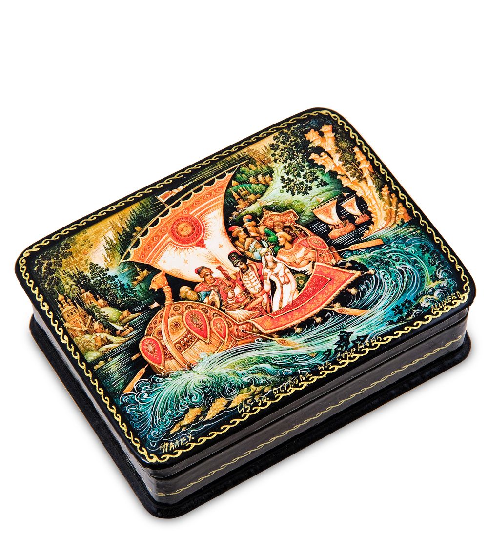 ШК-19/42 Шкатулка в технике декупаж «Из-за острова на стрежень» (10х8х3,5)