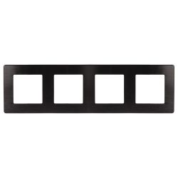 Рамка для розеток и выключателей ЭРА Серия 12 12-5104-06 на 4 поста, Сатин, чёрный