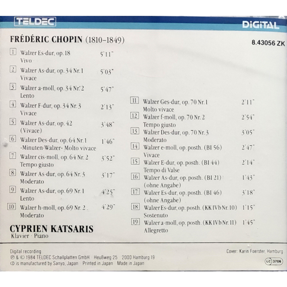 Cyprien Katsaris / Frederic Chopin: 19 Waltzes (CD)