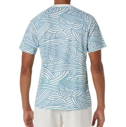 Теннисная футболка Asics Padel Court All Over Short Sleeve - cream/saba blue