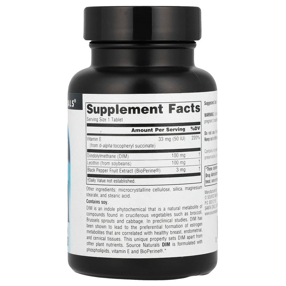Source Naturals, DIM, 100 мг, 60 таблеток