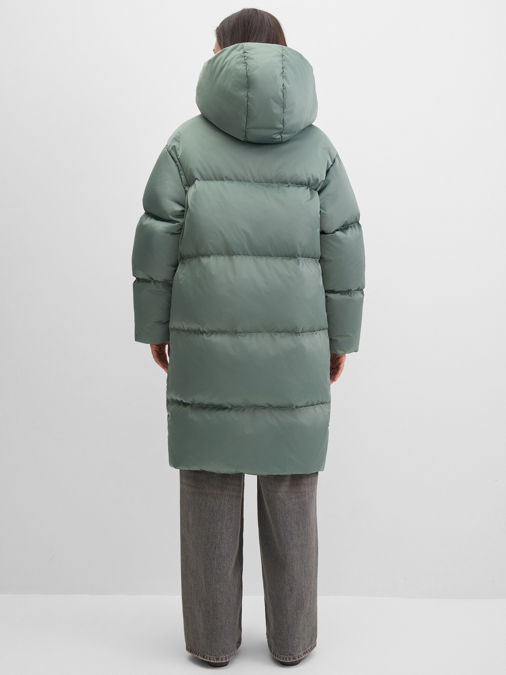 MIDI пуховик с объемным капюшоном, OLIVA 🌿
