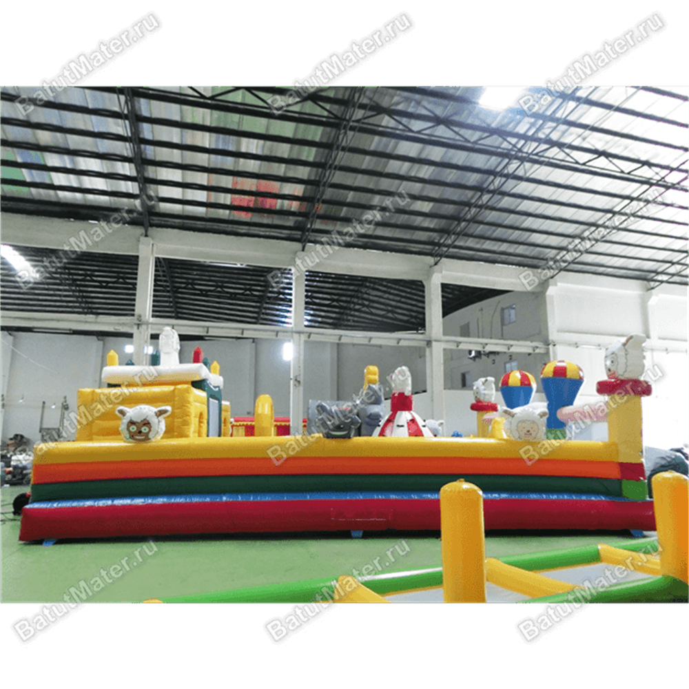 Надувной батут с крышей "Злой страшный серый волк"