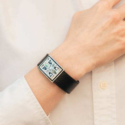 Браслет Fiore Luna на кожаном черном ремешке CB01688-2 BW/S