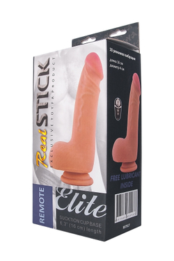 Вибратор с пультом ДУ RealStick Elite Vibro, перезаряжаемый, TPR, телесный, 10 режимов вибраци