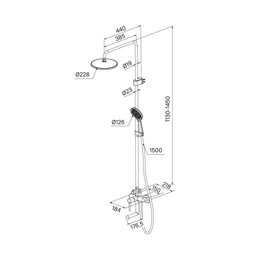 Душевая система 35к IDDIS AIGBL3Fi06 "Aiger" лейка "Тропический душ" ЧЕРНЫЙ матовый
