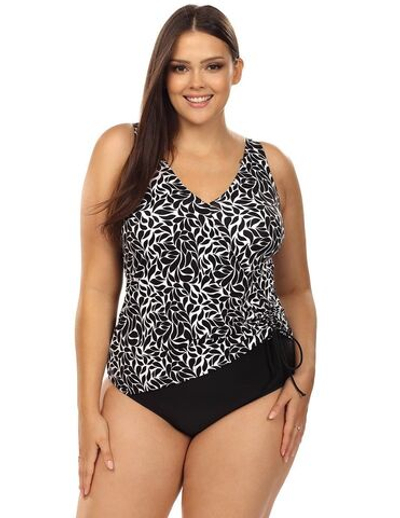 Совместный купальник из двух тканей-компаньонов (Размер: 90C/44) (Цвет: черный с белым)