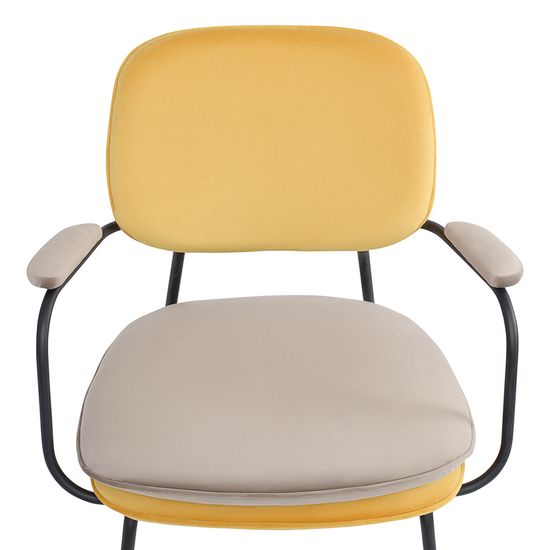 Стул с подлокотниками pea, велюр, желтый/бежевый