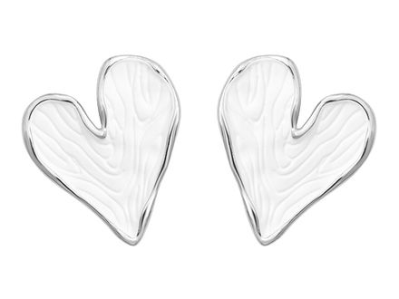 Серьги-гвоздики "Сердце" 24мм, белые