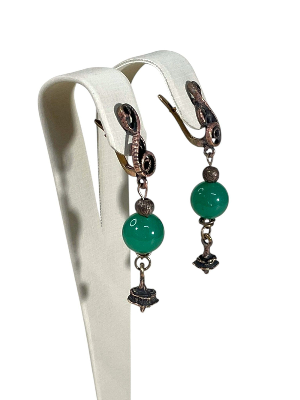 Серьги Завиток и нефрит