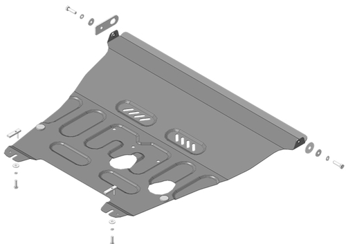 Защита стальная 2 мм двигателя и кпп для Chevrolet Aveo T200; T250 до 2008г Motodor.73003