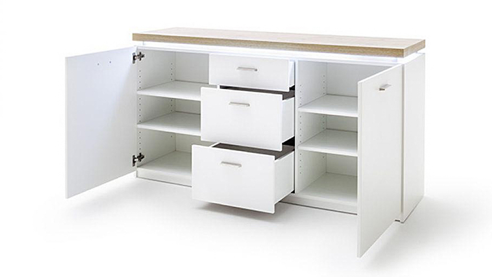 Комод Лия 23 Белый 101/ Дуб золотой крафт 003 156*44*82 см, белый 101/дуб золотой крафт 003   Фиеста