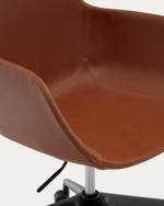Рабочий стул Tissiana коричневая искусственная кожа, алюминиевые ножки с матовой черной отделкой