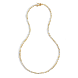 Колье тонкая полоса круглых цирконов, золото