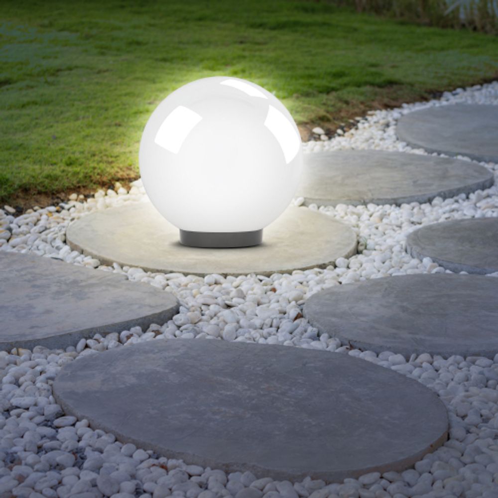 Садово-парковый светильник ЭРА НТУ 02-60-201 шар опаловый призма на опору / кронштейн IP44 Е27 max60Вт d200mm