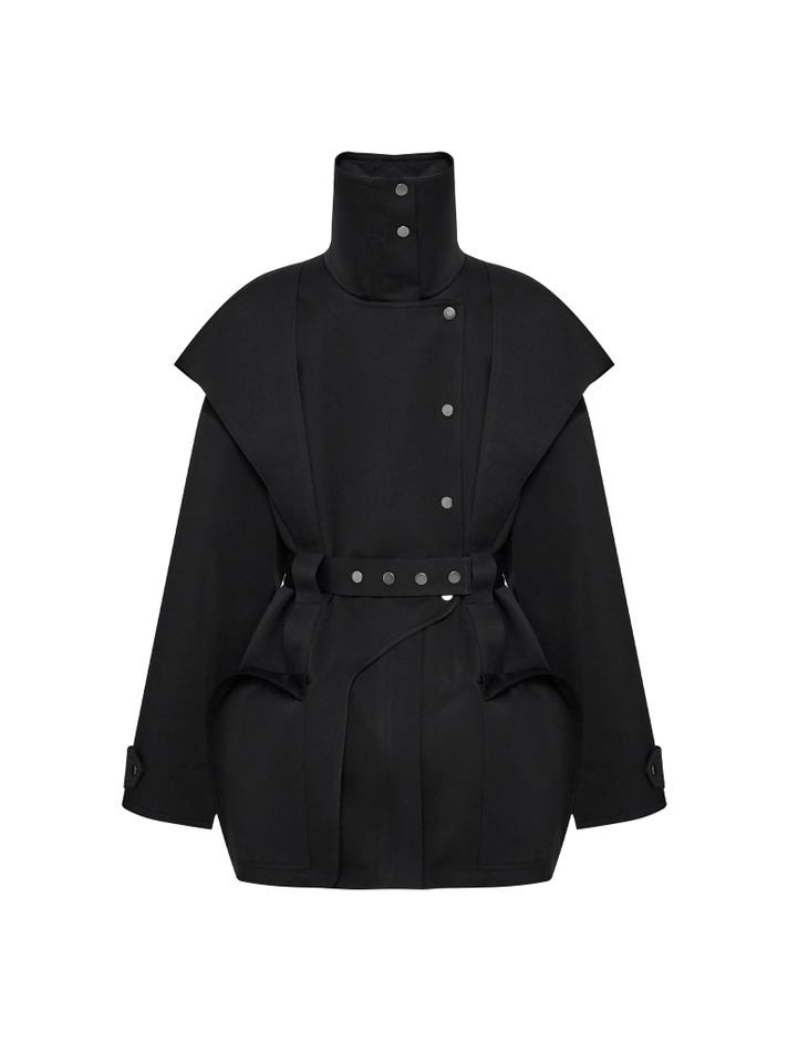 Тренч на молнии из смесового хлопка черный