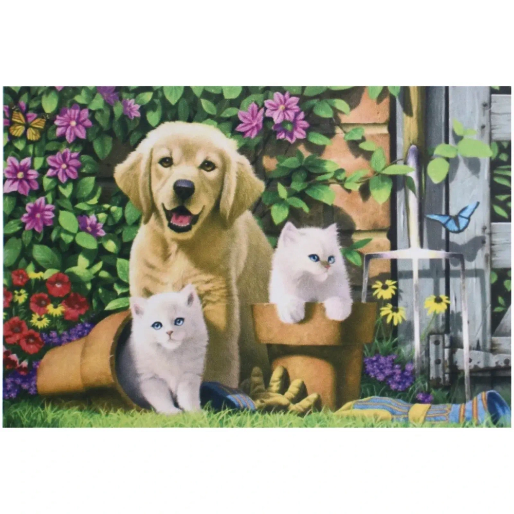 Алмазная мозаика на подрамнике с полным заполнением «МИР ЯРКИХ КРАСОК», Филя с милыми друзьями, 20*30 см