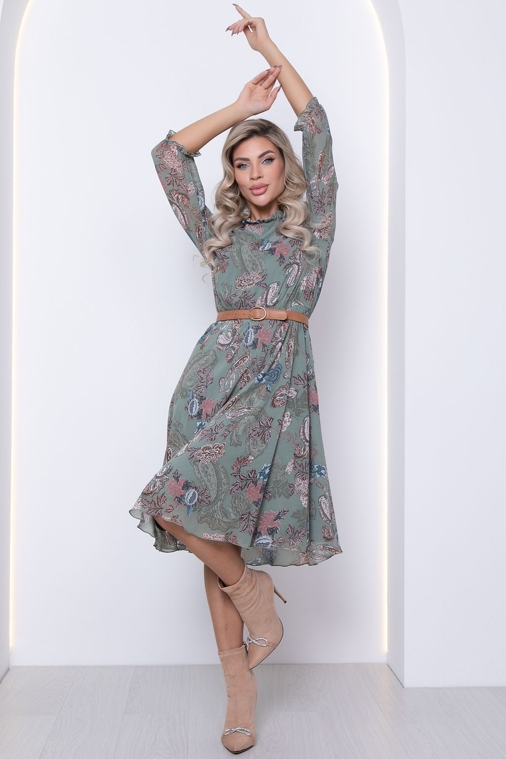 Платье Восхитительный шифон (олива) Diolche (Акция)