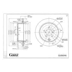 Диск тормозной GANZ задний с покрытием SUBARU Forester / Impreza / XV 11 Арт.: GIJ06046