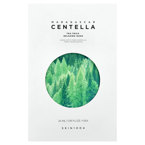 SKIN1004, расслабляющая маска для лица с мадагаскарской готу колой, Tea-Trica, 5 шт., по 24 мл (0,81 жидк. унции)