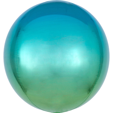 А Сфера 3D, 16"/41 см, Омбре, Зелено-голубой, 1 шт.