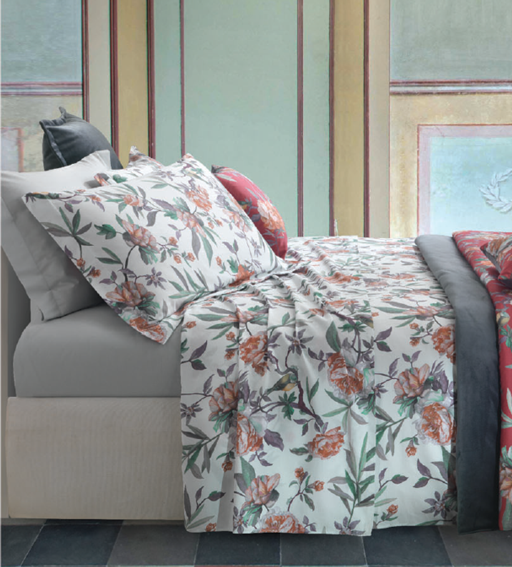 Постельное белье семейное Mirabello Oriental Peony A62 orange