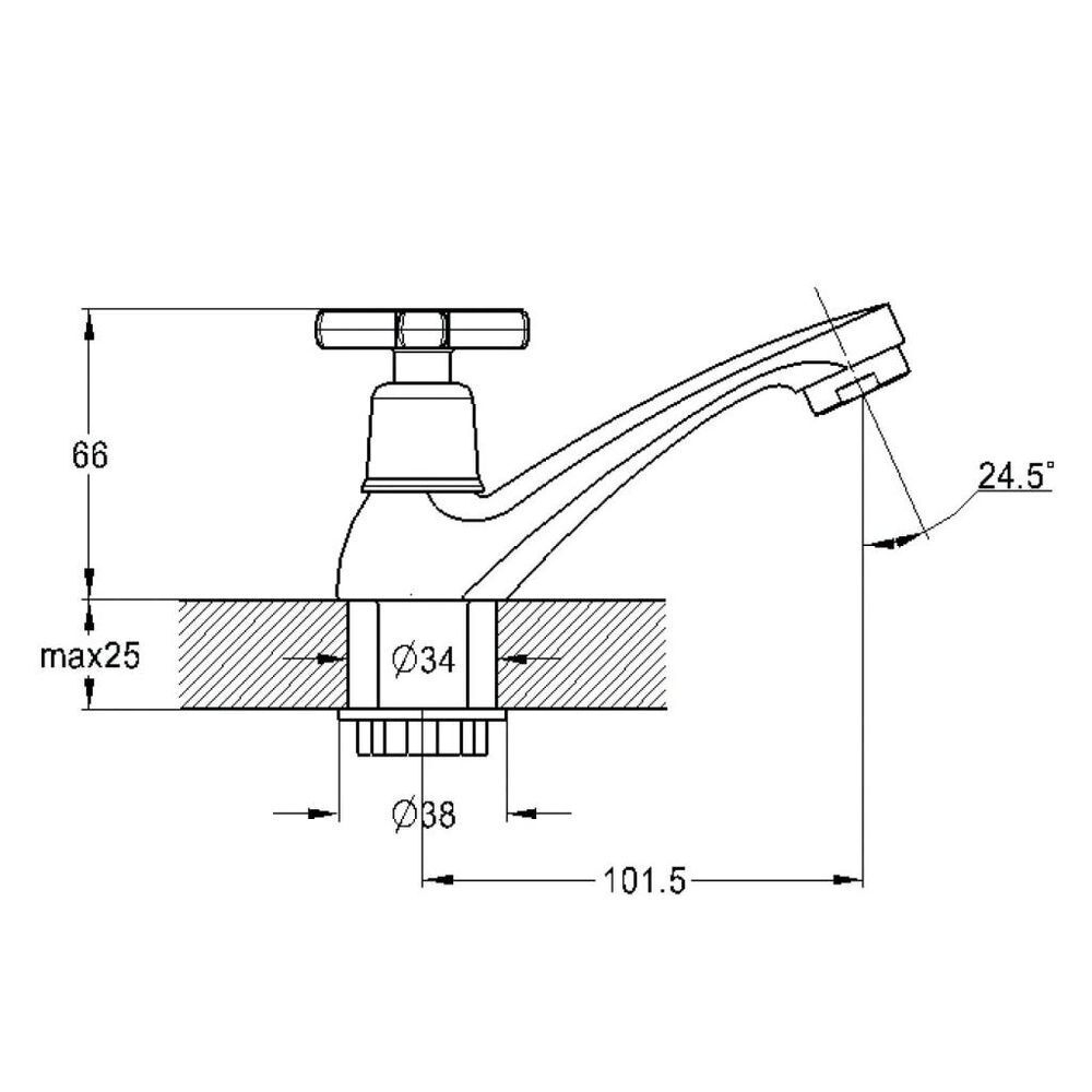 Смеситель для кухни, Solone, с кран-буксой, для одного типа воды, хром, JIK15-A102-A