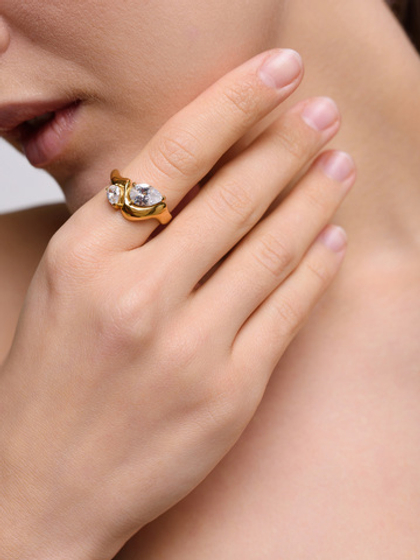 Кольцо "Bending crystal" Gold