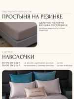 КПБ на резинке Сатин Velvet Premium с Одеялом VPR008, Евро, 4 наволочки, простынь 140*200*25