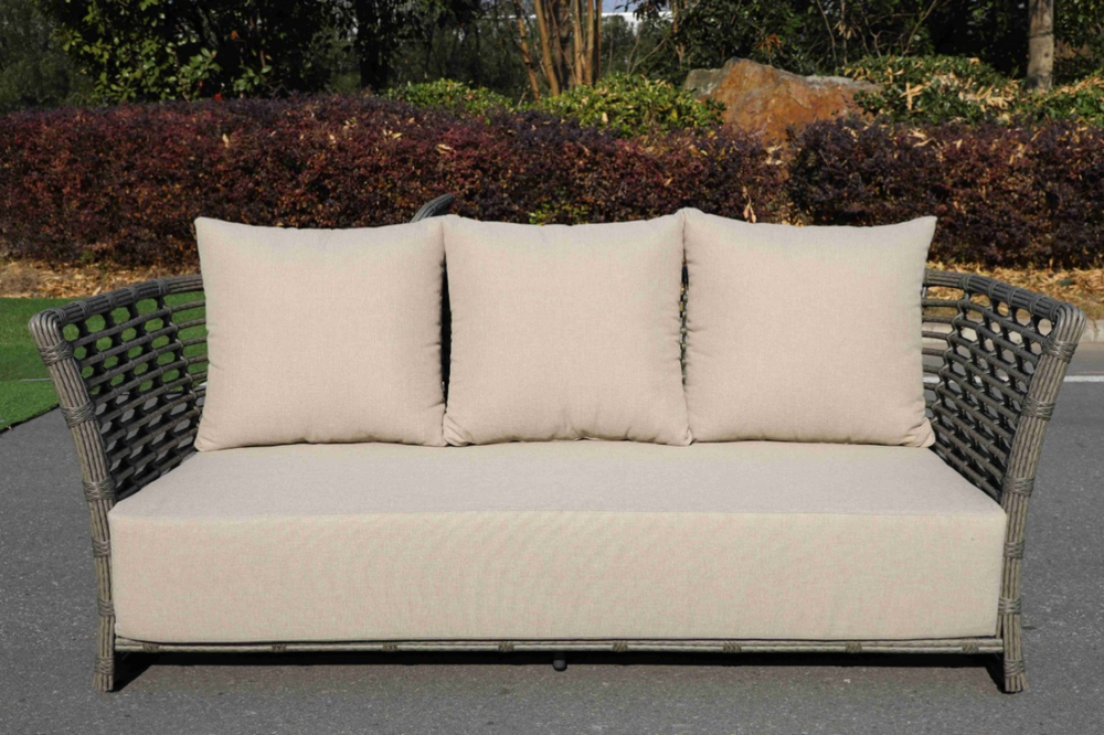 "Валенсия" диван из искусственного ротанга трехместный, цвет серый