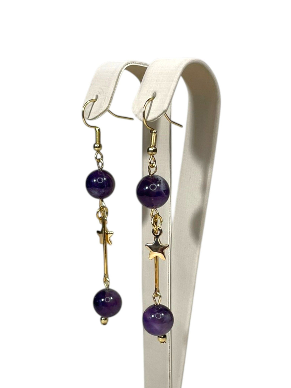 Серьги подвески с аметистом