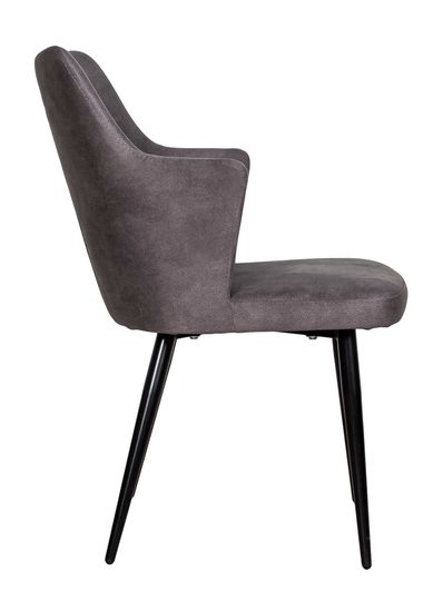 Стул с подлокотниками HUNT,360гр., иск. замша Apache 10 Grey, опоры черные, конус