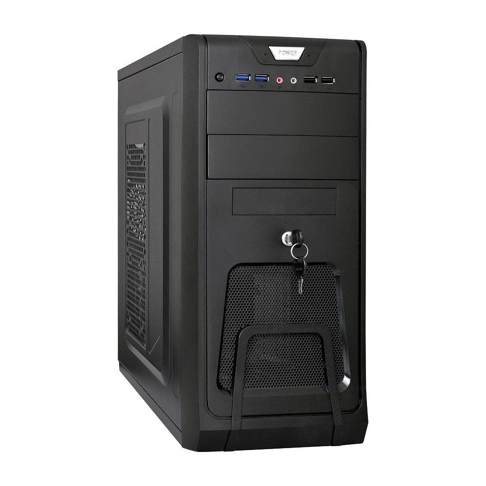 Exegate EX283214RUS Корпус Miditower ExeGate CP-603UB Black, ATX, &lt;без БП&gt;, 2*USB+2*USB3.0, Audio, замок блокировки кнопки питания