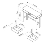 Туалетный столик, 100х35х79, Ола, консольный, с ящиками, косметический, для девочки, на ножках из сосны, Dipriz