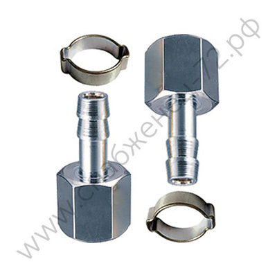 FUBAG Переходник 1/4 дюйма F на елочку 6мм с обжимным кольцом 9Х11мм, блистер 2 шт