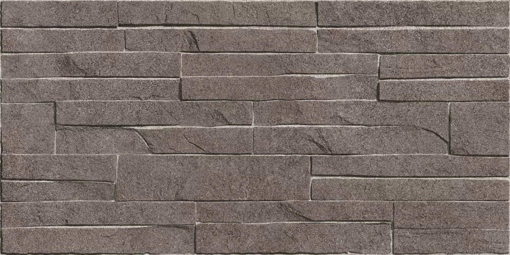 Настенная плитка Alma Ceramica TWU2550DCV24 Discover 24.9x50 коричневая глянцевая / рельефная под камень / под кирпич