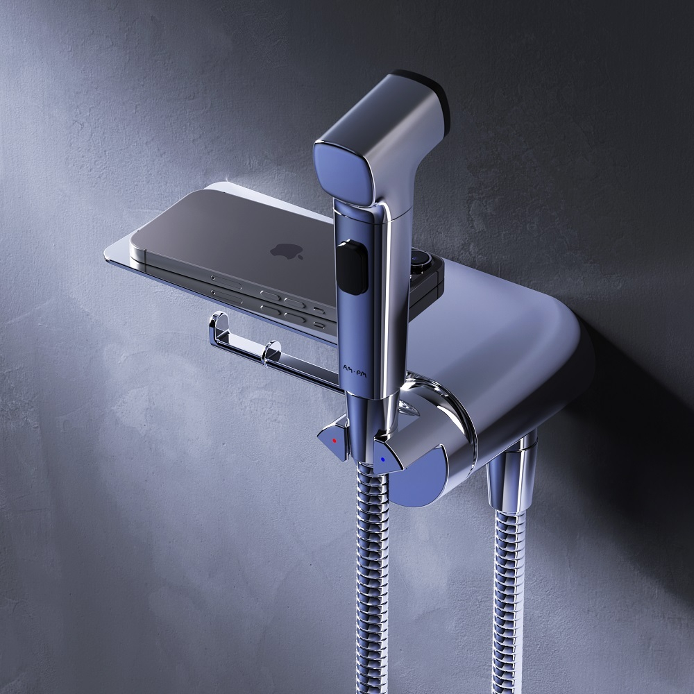 Набор: смеситель с полкой скрытого монтажа, гигиентическая лейка, шланговое присоединение с держателем AM.PM Func F0H8F900