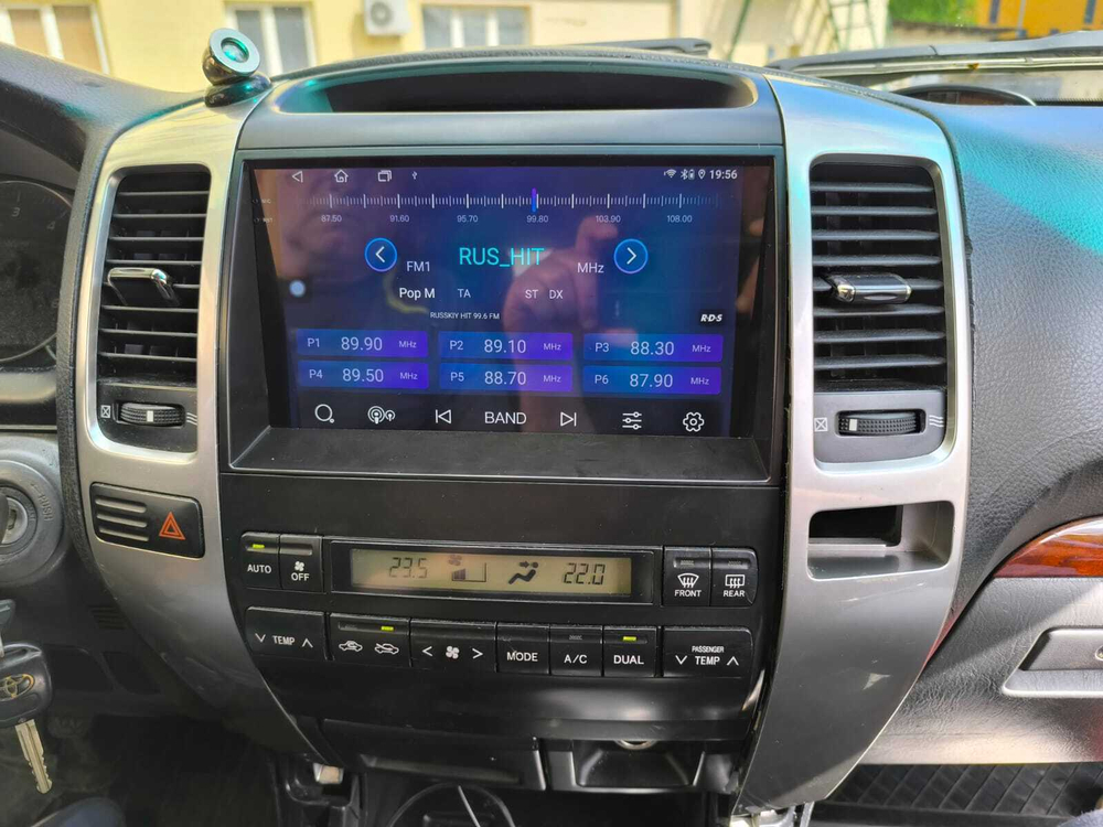 Магнитола для Toyota Land Cruiser Prado 120, Lexus GX470 (экран климата внизу, большая рамка) - FarCar DX9-8001F3 монитор 9" IPS на Android 13, 4+64Гб, CarPlay